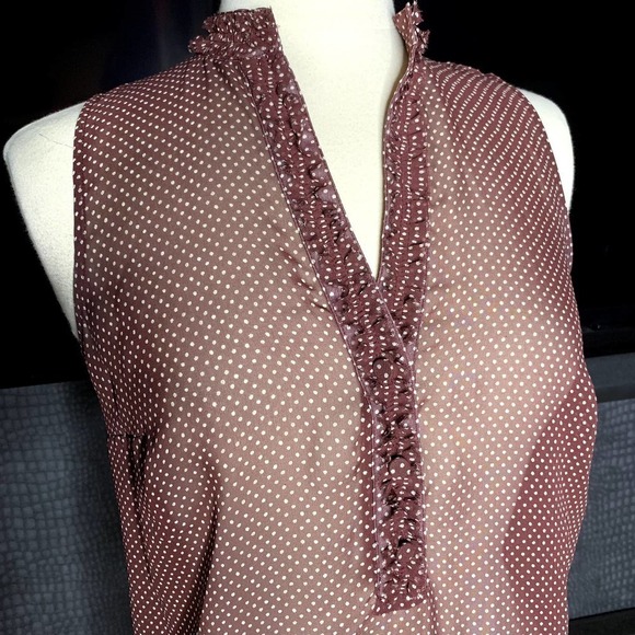 NWOT Worth New York Womens Brown Dark Red Polka Dot Sleeveless Blouse Size 2 - Picture 5 of 8